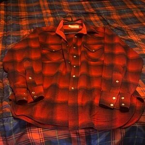 Vintage Pendleton Red and Black Checkered Men's Shirt